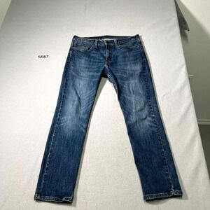 Levi's Jeans Mens 34x30 Blue Denim 5 Pockets Medium Wash Straight Leg Whiskering